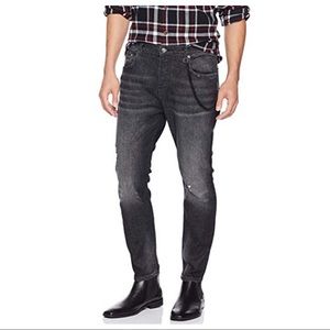 The Kooples slim skinny black distressed jeans